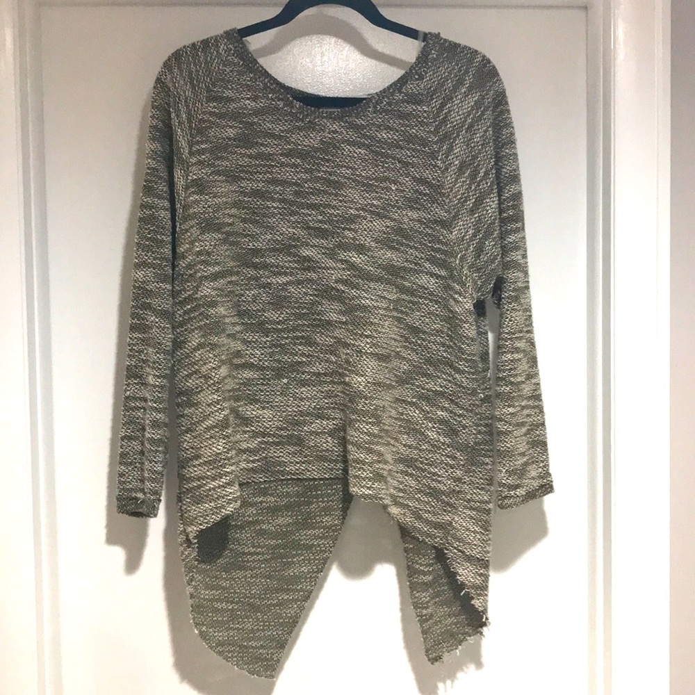 Olive green/brown sweater. Cross back